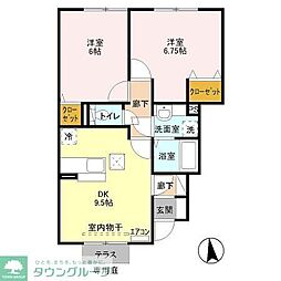 アロースガーデンB 2DKの間取図画像
