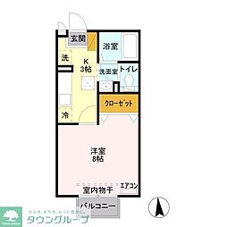 アンジェリークA 1Kの間取図画像