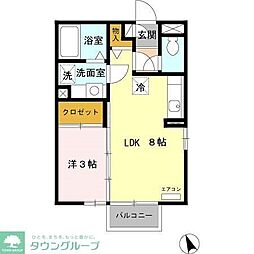リヴェールマリーズB 1LDKの間取図画像