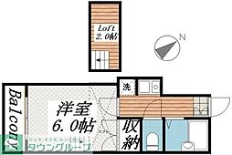 桐生第6レジデンス 1Kの間取図画像