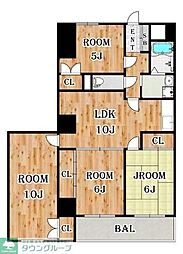 サンシティ前橋 4LDKの間取図画像