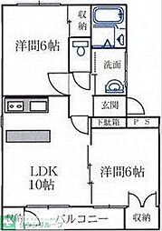 シルクハイツB 2LDKの間取図画像
