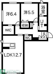 リラフォートB 2LDKの間取図画像
