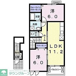 コモタウンB 2LDKの間取図画像