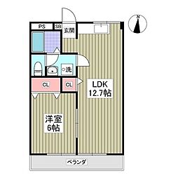 第二サンライフ大嶋 1Kの間取図画像