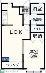 プランドール 1LDKの間取図画像