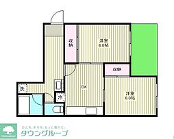 ティーハイム小笠原7-D 2DKの間取図画像