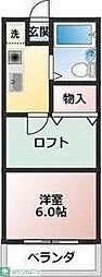 クレスト大友 1Kの間取図画像