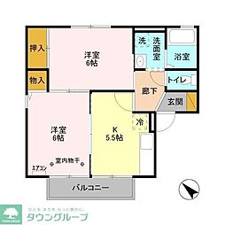 メルベーユミキ 2Kの間取図画像