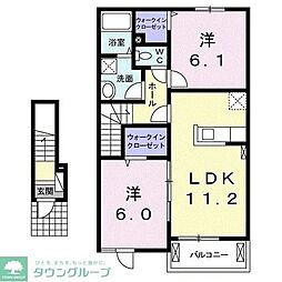 ラ・ロンディーネ2 2LDKの間取図画像