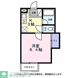 シティーハイツポピー 1Kの間取図画像