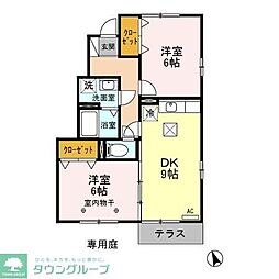 エミネンスB 2DKの間取図画像