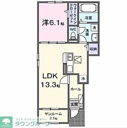 パークアクシス藤岡・C 1LDKの間取図画像