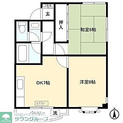 コーポ春日 2DKの間取図画像