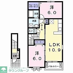 パークヒル1 2LDKの間取図画像