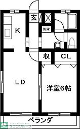 シティーハイツ富田 1LDKの間取図画像