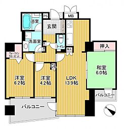 メロディーハイム香里ケ丘ツインビューベガタワー 3LDKの間取図画像