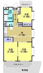 ツインポート吉野A棟 3DKの間取図画像