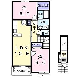 ルカン・バレーヌ 2LDKの間取図画像
