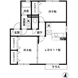パークヒルA 2LDKの間取図画像