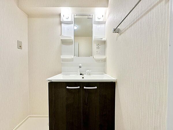 収納も充実したシャワー付き洗面台です♪女性のスキンケア用品や男性の髭剃り、歯ブラシ、日用品のストックも綺麗に収納できます(^^)/