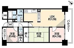 ロイヤルシャトー交野 3LDKの間取図画像