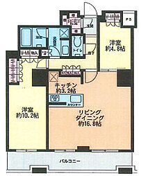 ザ・パークハウス西新宿タワー60 2LDKの間取図画像