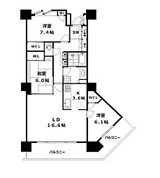 シティタワー品川 3LDKの間取図画像