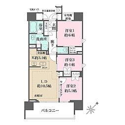 ザ・パークハウス東中野プレイス 3LDKの間取図画像