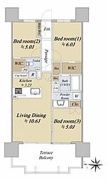 シティテラス品川イースト 3LDKの間取図画像