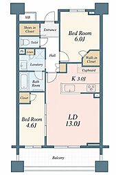 クレヴィアタワー目黒不動前 2LDKの間取図画像