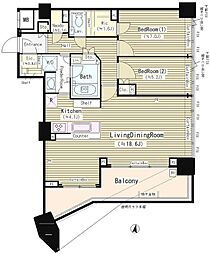パークホームズ品川ザレジデンス 2LDKの間取図画像
