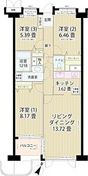 グランフォート目黒 3LDKの間取図画像