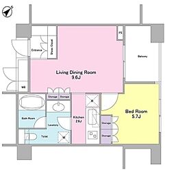 ランテンヌ四谷 1LDKの間取図画像