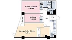 パレ神楽坂 2LDKの間取図画像