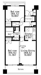 レジディア世田谷弦巻 2LDKの間取図画像
