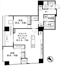 サンウッド品川天王洲タワー 2LDKの間取図画像