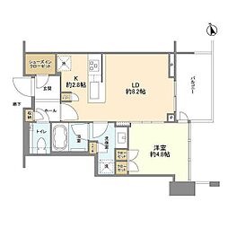 ブランズタワー芝浦 1LDKの間取図画像