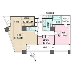 ザ・パークハウス西新宿タワー60 2LDKの間取図画像