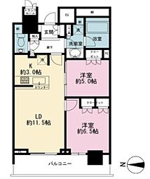 ザ・パークハウス晴海タワーズクロノレジデンス 2LDKの間取図画像