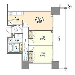 ブランズタワー芝浦 2LDKの間取図画像