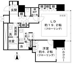 ワールドシティタワーズブリーズタワーB1棟 1SLDKの間取図画像