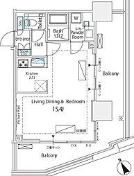 シティタワー新宿 1Kの間取図画像