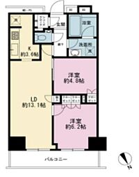 ザ・パークハウス新宿タワー 2LDKの間取図画像