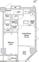 クレセント虎ノ門新橋 1SLDKの間取図画像