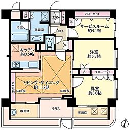 マイキャッスル碑文谷 2SLDKの間取図画像