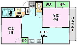 プルミエール桂町 2LDKの間取図画像