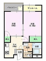 ニュースカイハイツ 2DKの間取図画像