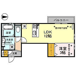セジュールWILL 1LDKの間取図画像