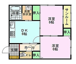 ニューヴィレッジ 2DKの間取図画像